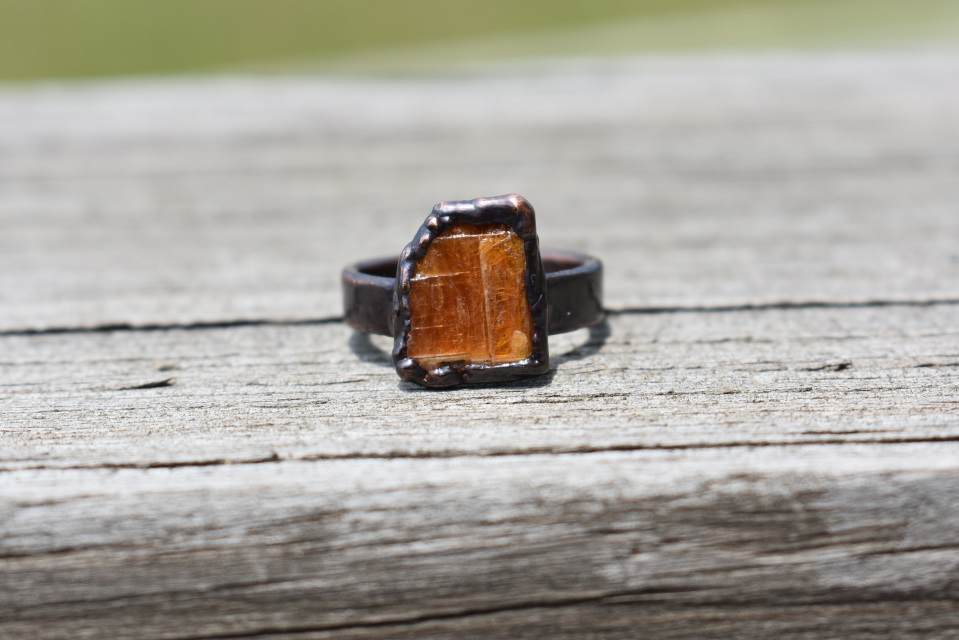 Rough Orange Kyanite Ring Size 8 12